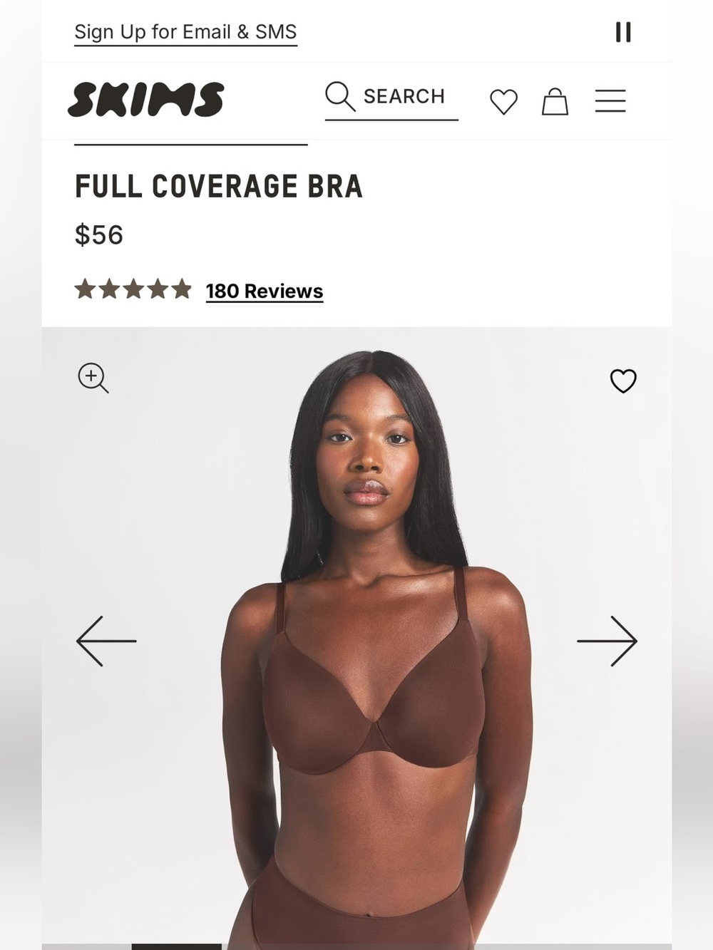 SKIMS Smooth Full Coverage Bra in Cocoa 34A